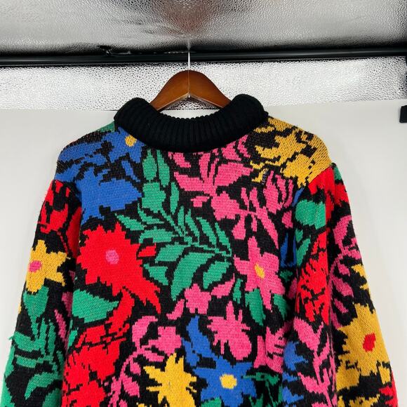 Farm Rio Anthropologie TROPICAL GARDEN SWEATER MIDI mock neck DRESS size large - Picture 6 of 11